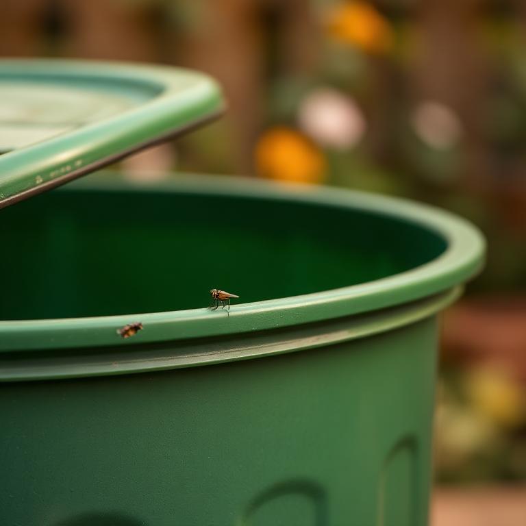 Vliegjes rond de rand van een groenbak